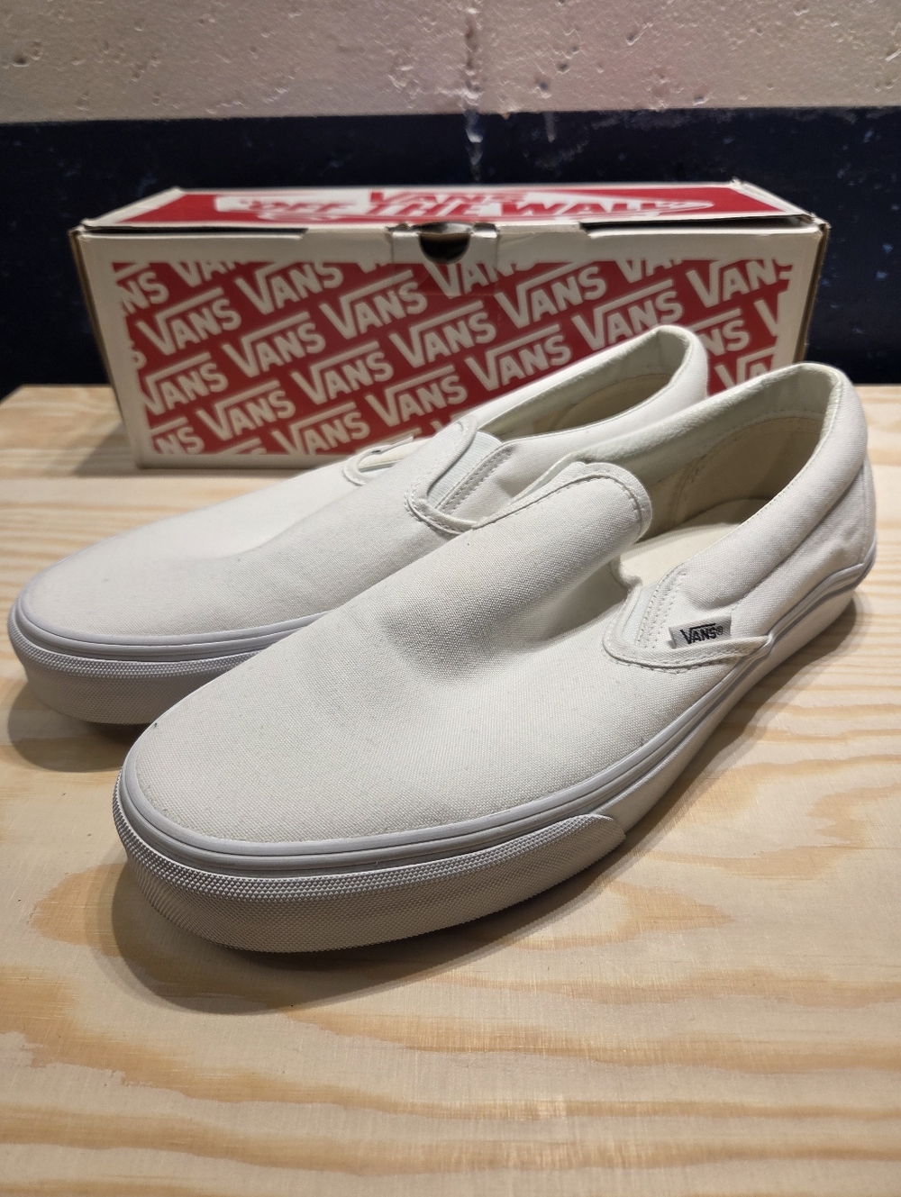 Vans Classic White Canvas Men's Slip-Ons (Size 12)